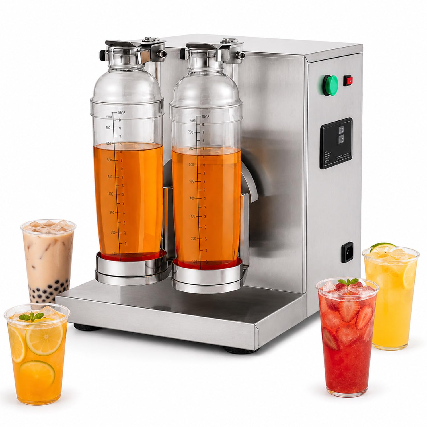 Shaker per Tè Al Latte, Frullatore Elettrico per Bubble Tea, Controllo a Doppio Interruttore, Con Bicchieri Agitatore Da 700 Ml, Regolabile 0-120 S, 340 Giri/Min, Per Bubble Tea, Succhi, Caffè