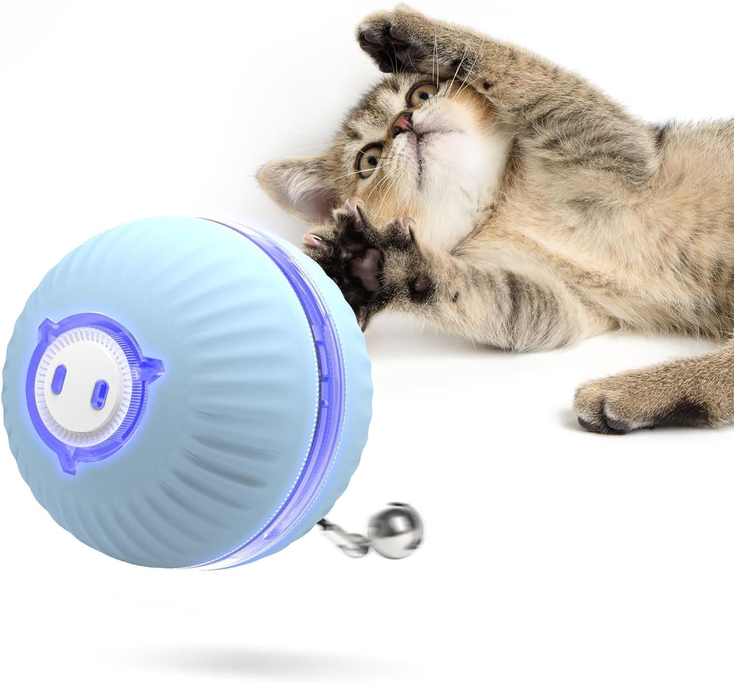 KITPLUS App Interactive Cat Ball Toy, Cat Toys for Indoor Cats, Unique Lighted Cat Toy, USB Rechargeable, 3 Interaction Modes, 360 Self-Rotation, Replacement Shell, Automatic Positioning