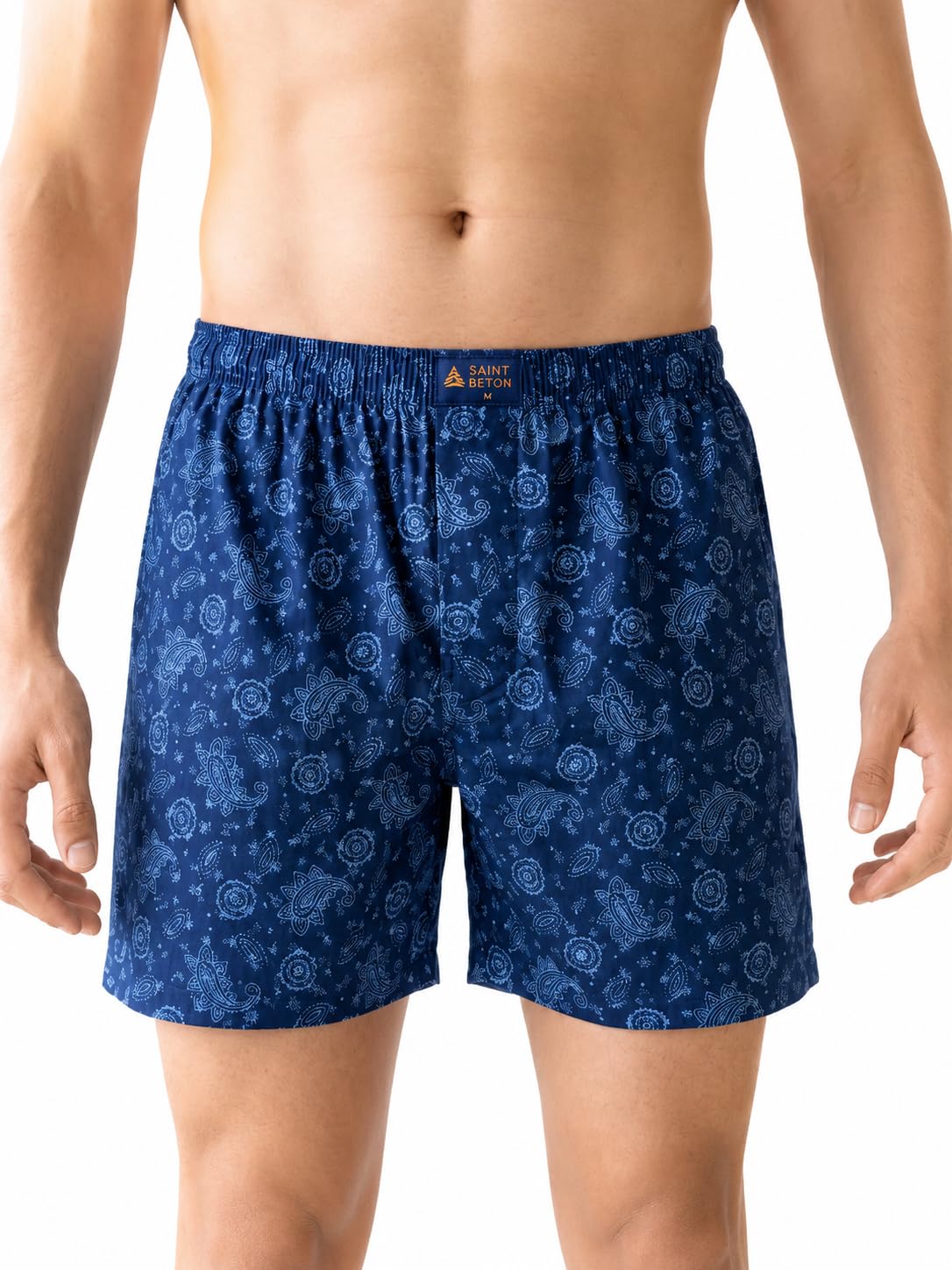 Men's Printed Cotton Boxer Shorts | Soft Breathable Fabric | Regular Fit | Assorted Floral, Paisley & Geometric Prints (in, Alpha, XL, Regular, Standard, Navy Blue with Floral Prints)-picture-36