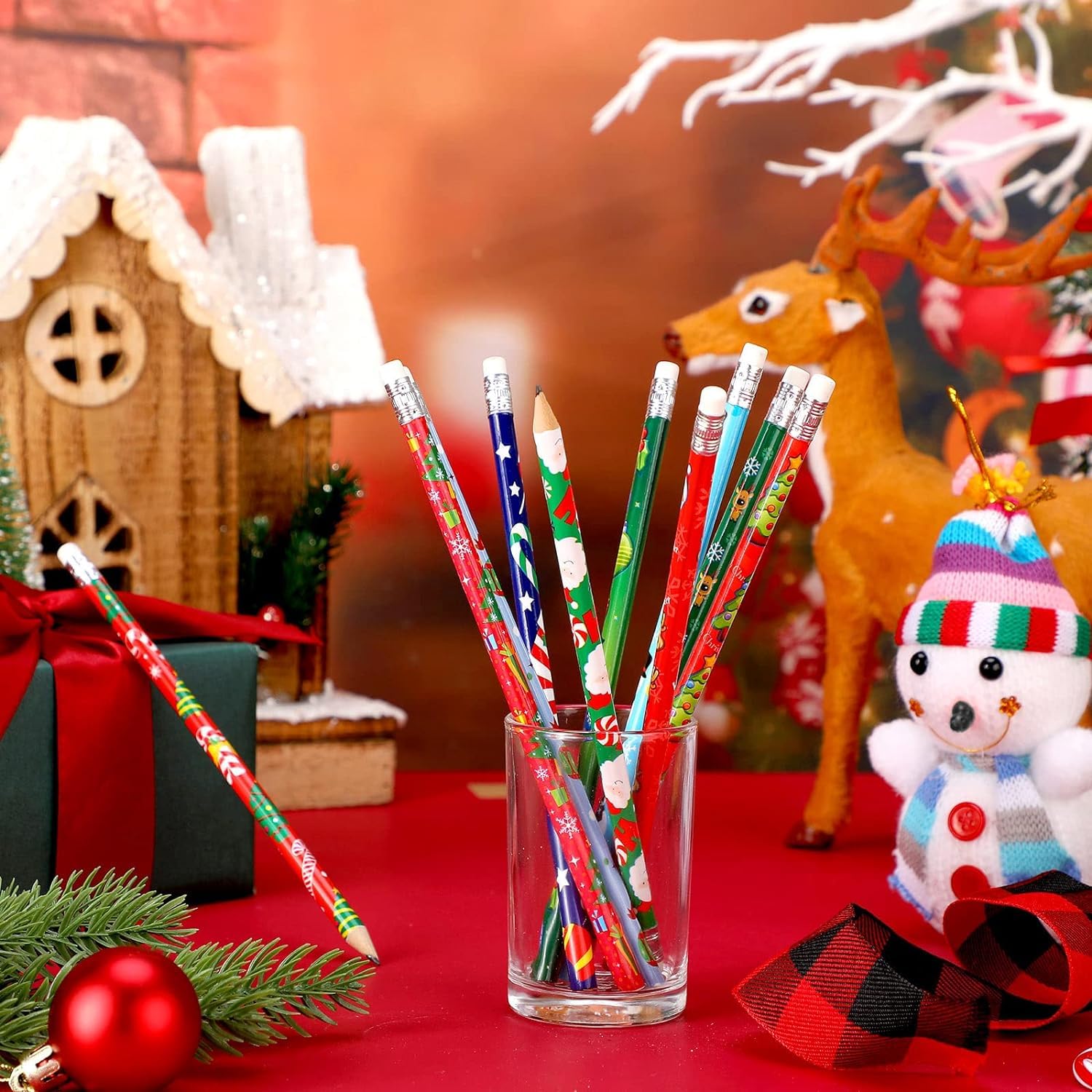 LATERN 100Pcs Christmas Pencils with Erasers - Image 4