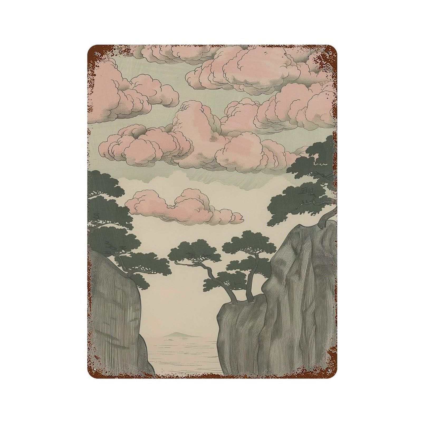 xiaoxiaoshen Japanese Landscape Ukiyo Wall Decor Art Metal Tin Poster Modern Home Decor Art Home Bar Shop Decorations Vintage Sign 40x30cm