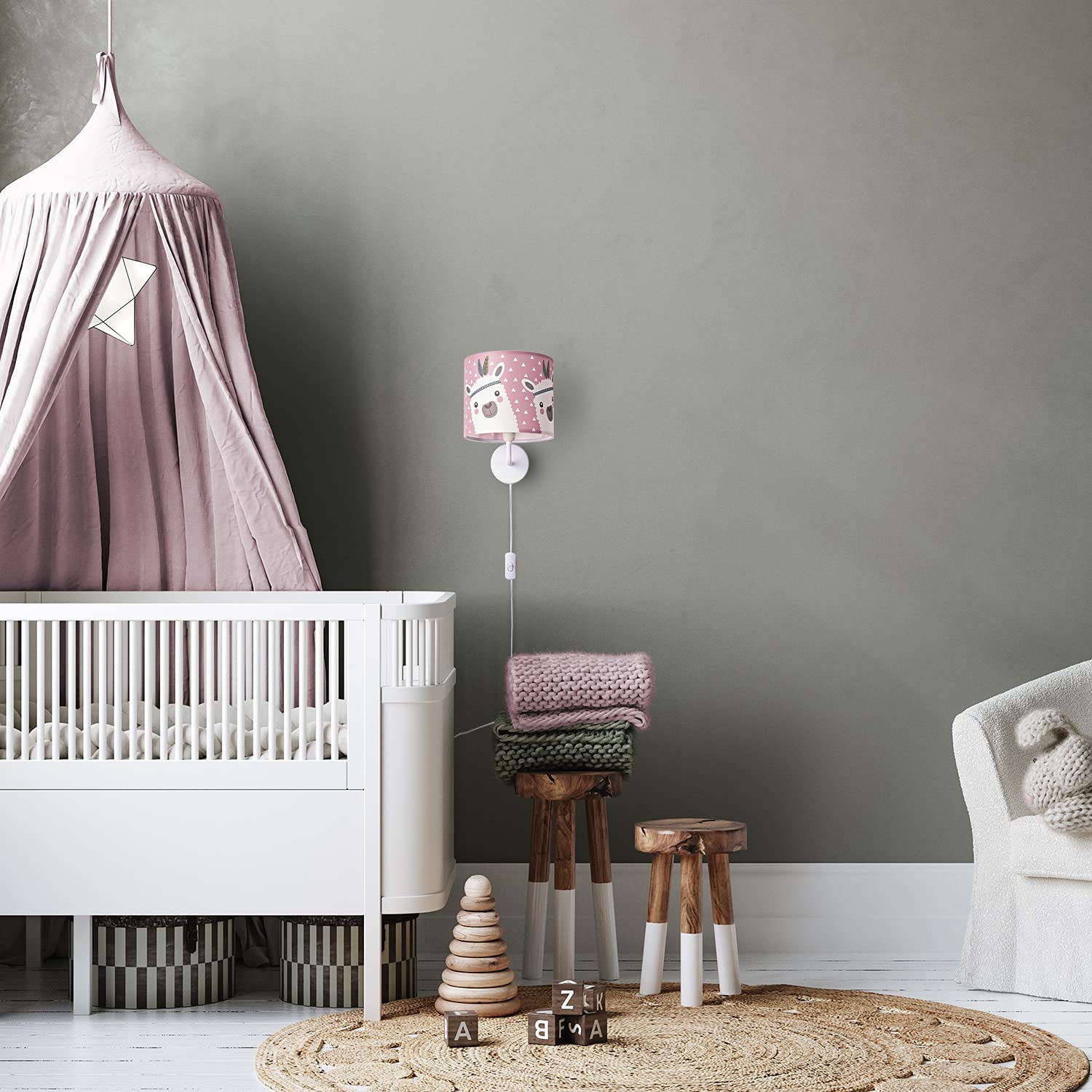 Paco Home Kinderzimmer Wandleuchte Baby Straße Feuerwehr Wandlampe Baby Lampenschirm Stoff Rund E14 Mit Stecker Und Kabel