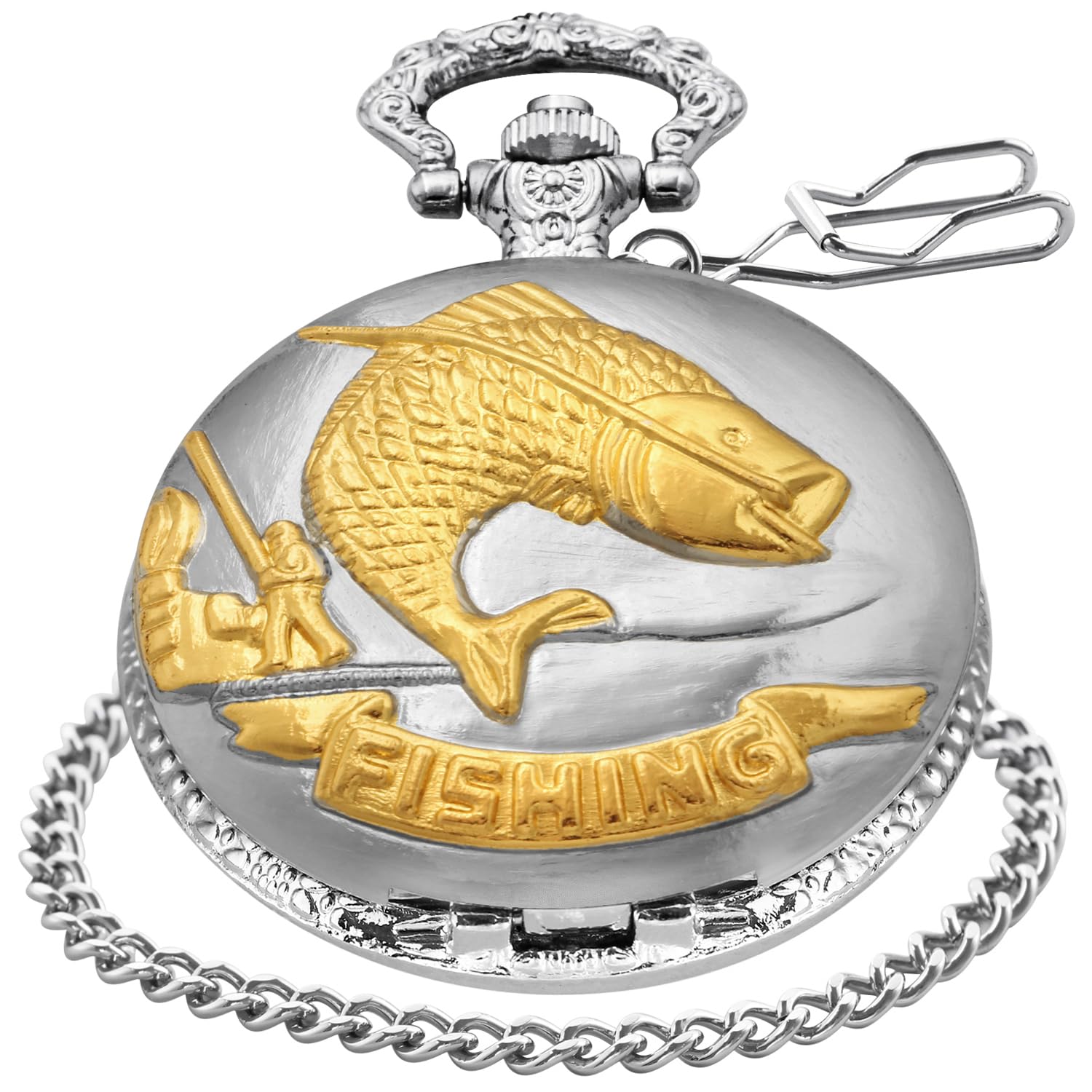 Men's Pocket Watch, Arabic Digital Dial Pocket Watches with Chain for Men