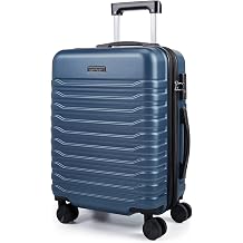 Expandable Carry On Luggage 22x14x9 Airline Approved with Double Spinner Wheels, 20 Inch Lightweight Hard Shell Rolling Suitcases with TSA Lock, Blue
