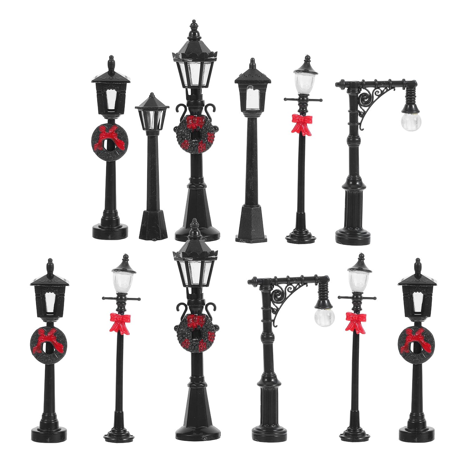 Warmhm 12pcs Mini Street Light Model For Dollhouse Miniature Street Lamps Micro-landscape Scene Decor Miniature Garden Accessories (mixed Style)