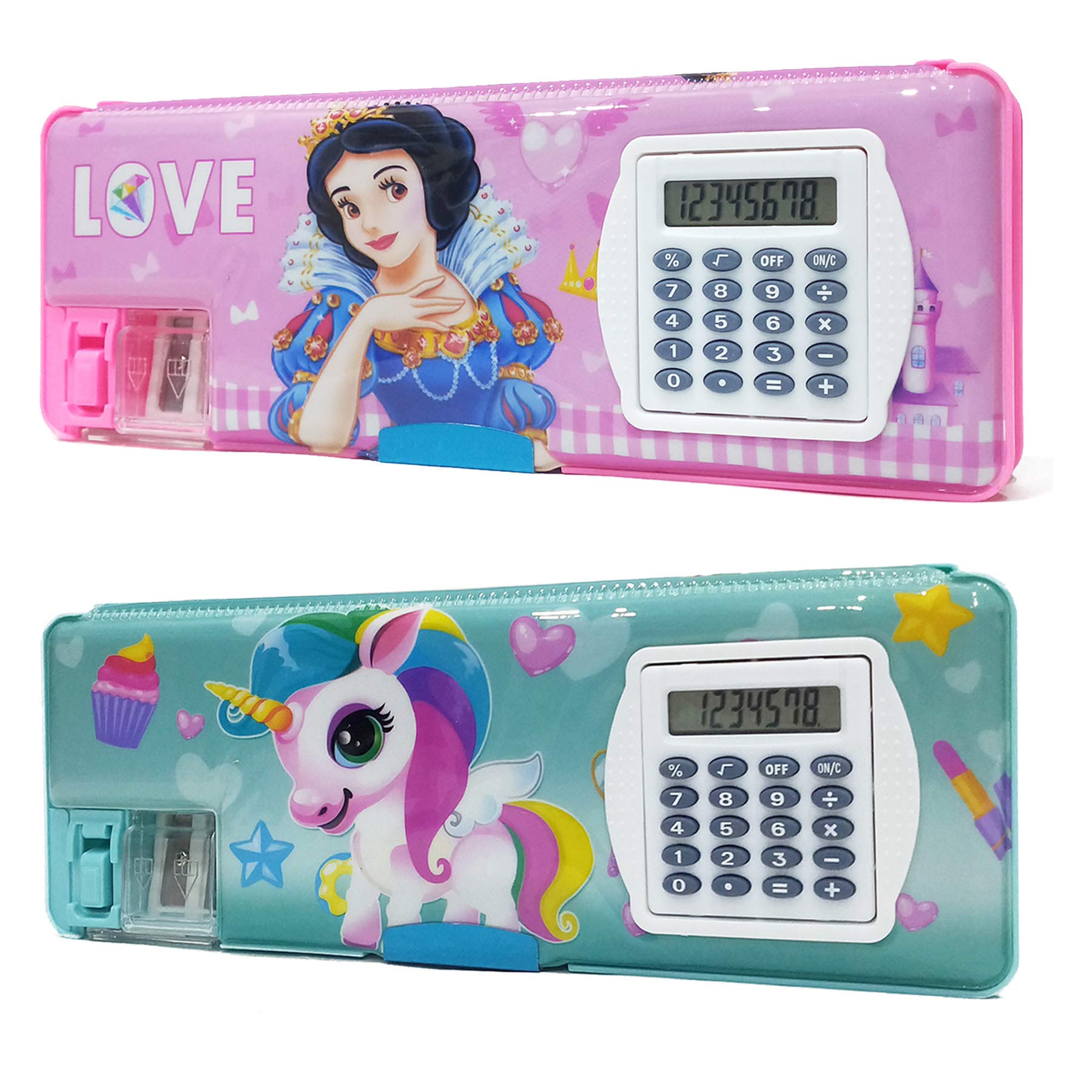 Shifaa Enterprise Multipurpose Magnetic Pencil Box with Calculator & Dual Sharpener for Girls & Boys for School | Big Size Cartoon Printed Pencil Case for Kids (Princess Pink) (B083CVVV62) Amazon Price History, Amazon Price Tracker