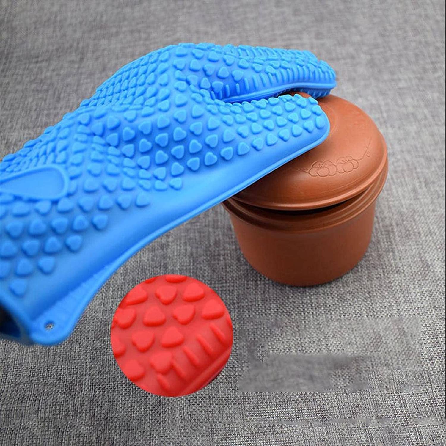 Guantes de horno Manoplas de horno de silicona antideslizantes, guantes de horno flexibles y suaves, manoplas de cocina resistentes al calor, guantes de barbacoa para cocinar, hornear, asar a la parri
