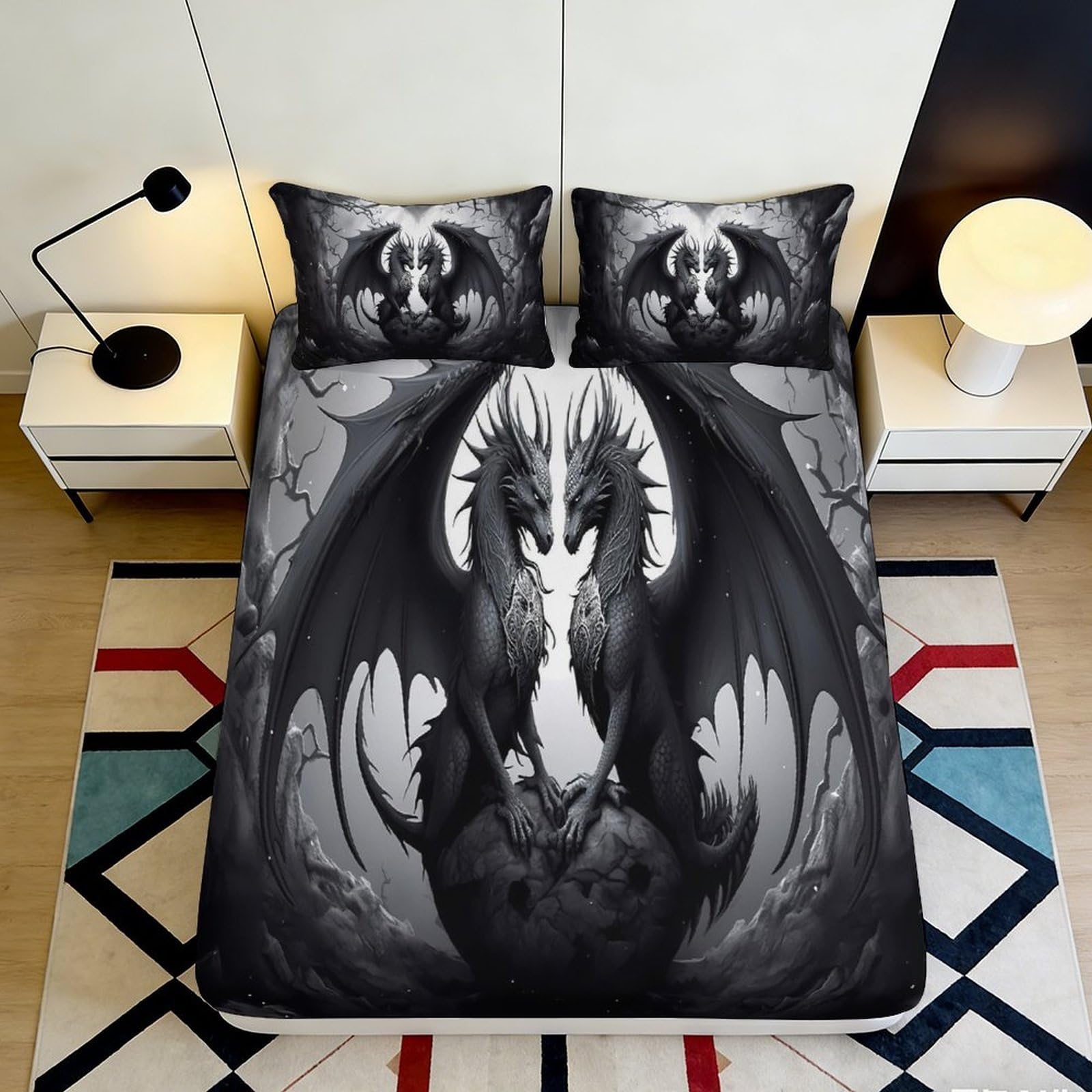 3D Printed Bird Design Fitted Sheet Microfiber Deep Pocket Non-Slip Bedroom Bedding Wrap Bird Mattress Fitted Cover 140x200x25cm
