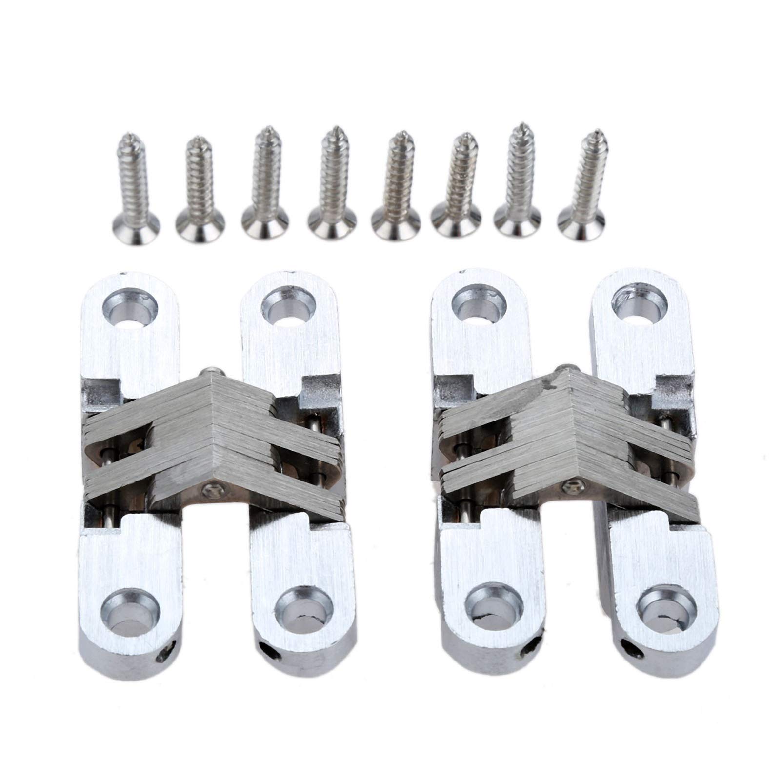 2pcs 304 Stainless Steel Hidden Invisible Concealed Folding Door ，for Kitchen Furniture Hardware with Screws(13x45mm)