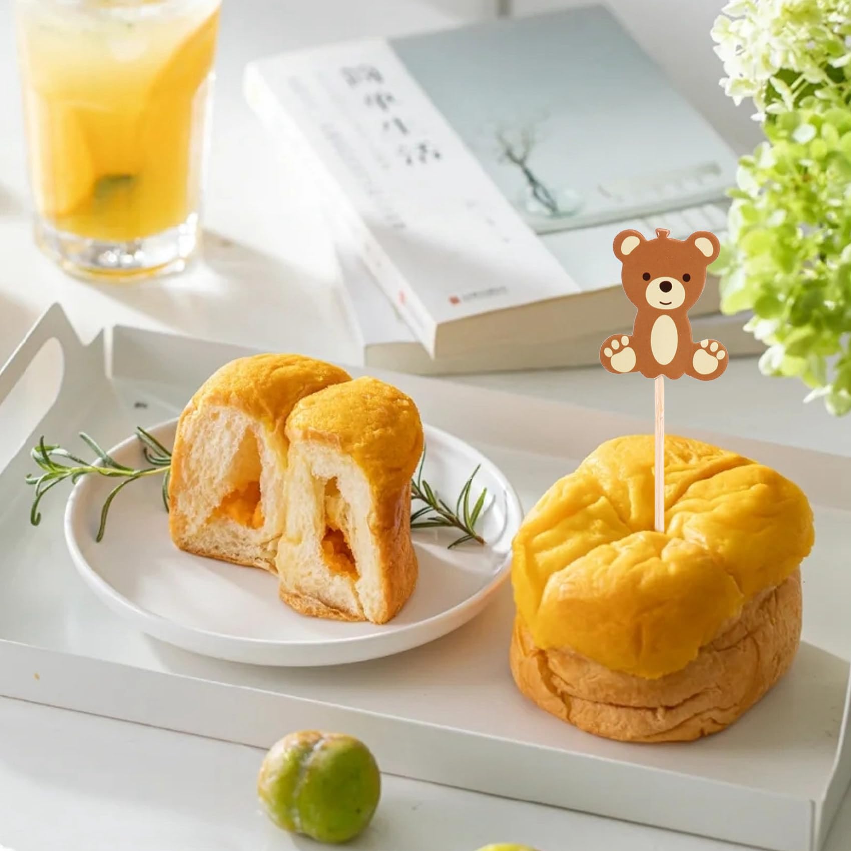 Oso Pics de Comida Pastel Postre Palillo de Dientes Tenedores de Frutas Boda Fiesta de Cumpleaños Ducha Decoración Suministros 100 Piezas de Madera
