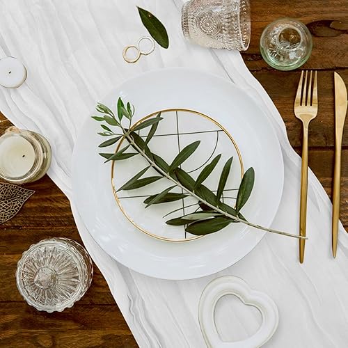 Miniatura 5 de Paquete de 6 caminos de mesa de gasa de Navidad de 10 pies para decoración de bodas, despedidas de soltera, baby shower, fiesta (35 x 120 pulgadas)