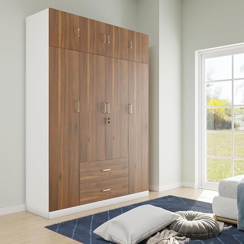 VIKI 4 Door Wooden Wardrobe with Loft & Mirror