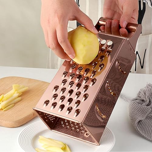 Miniatura 2 de Kichvoe Rallador de cajas de acero inoxidable con 4 lados de rallador de limón y ajo, rallador de alimentos para queso parmesano, chocolate,