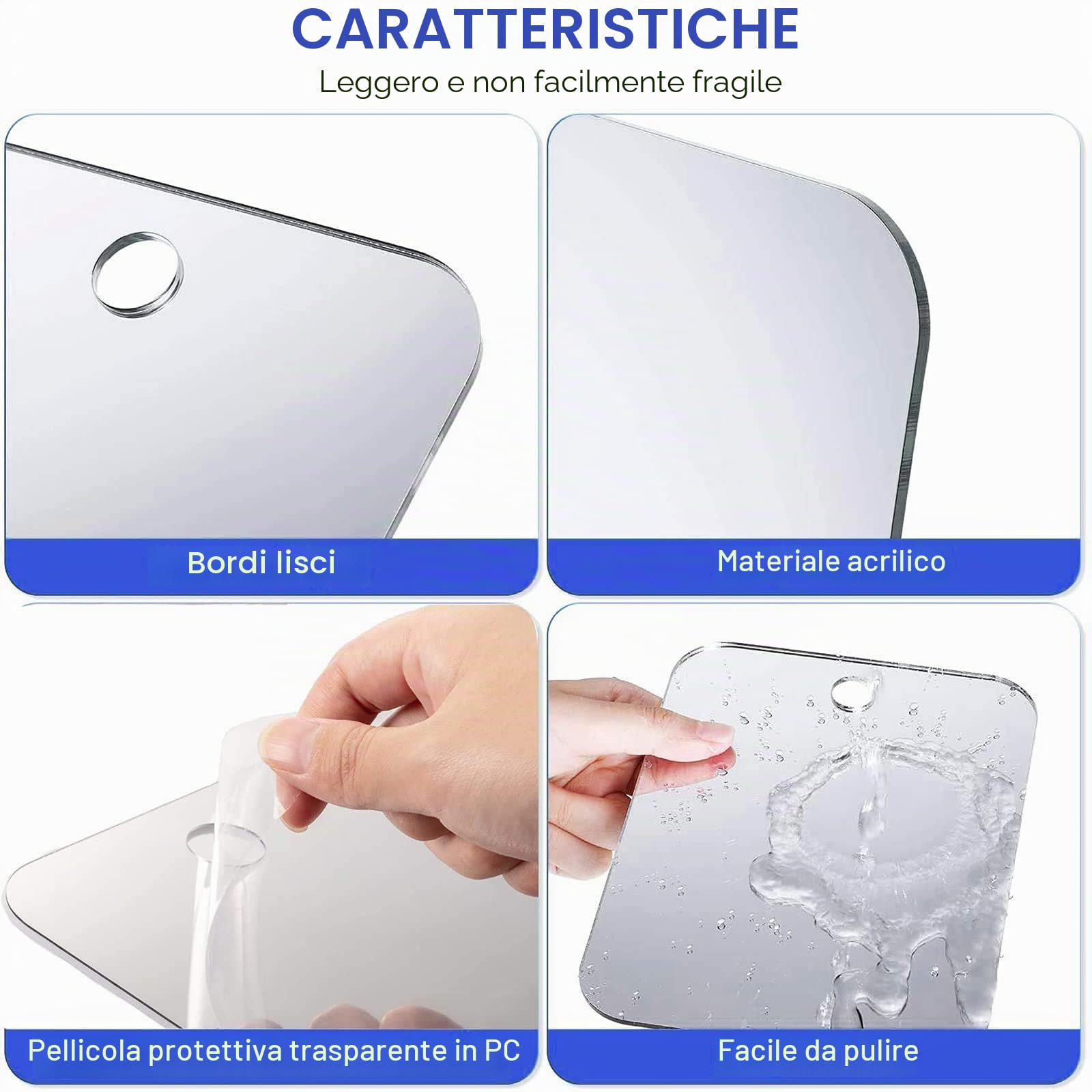 Grande Specchio da Doccia con Ventosa, Radersi Specchio Plastica Specchi Campeggio Viaggio Trucco senza cornice Bagno Specchietto Barba (35x25cm)