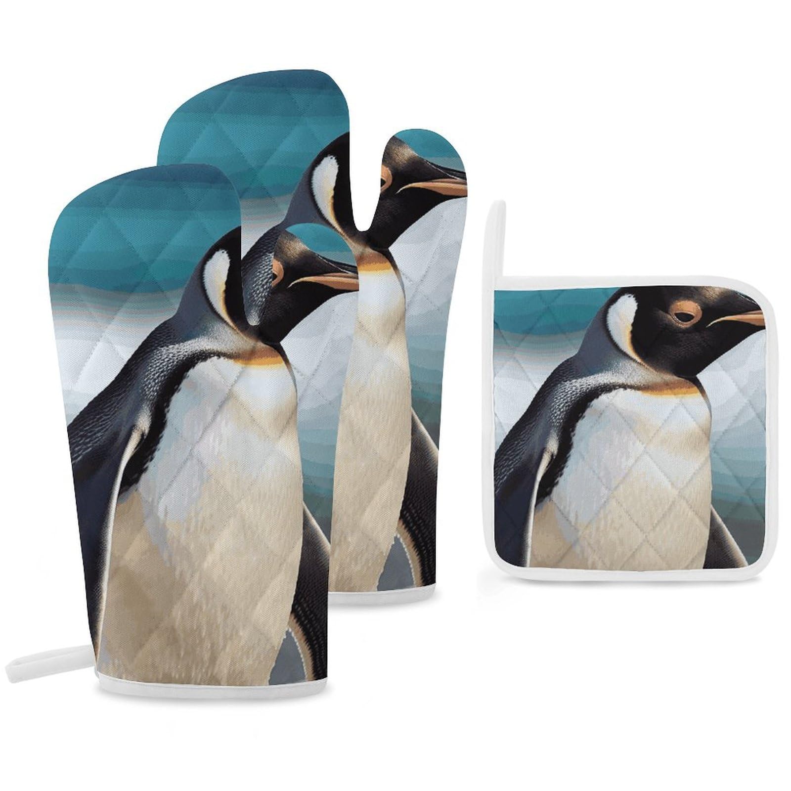 Gants de cuisine anti-brûlure avec maniques de l'Antarctique en coton
