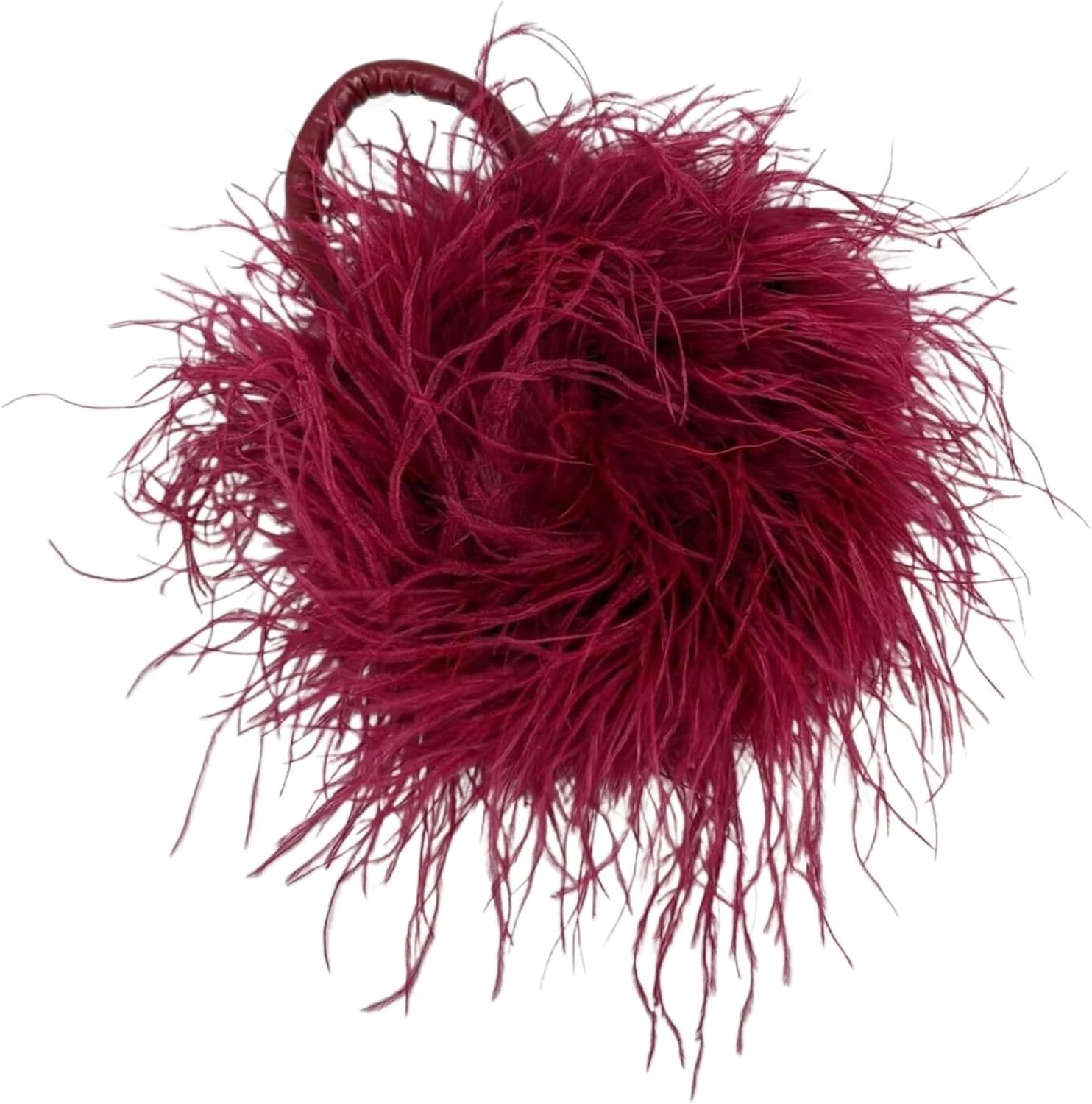 Feather Mini Handbag Furry Women Change Purse For Party for Autumn and Winter(Burgundy)