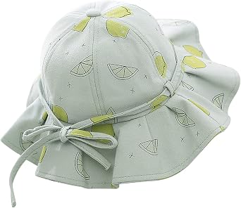 Toddler Bucket Sun Cap Baby Girl Boy Beach Sun Protection Wide Brim Hat Kid Summer Fruit Bowknot Vacation Hat