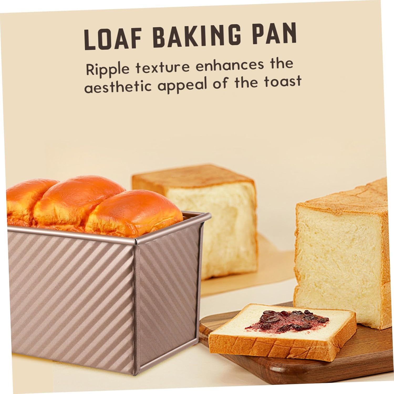 Corrugated Loaf Pan with Lid Extra Long Non-Stick Metal Bread Mold for Baking 1kg Homemade Toast Rectangular Toast Box Suitable for Oven Use