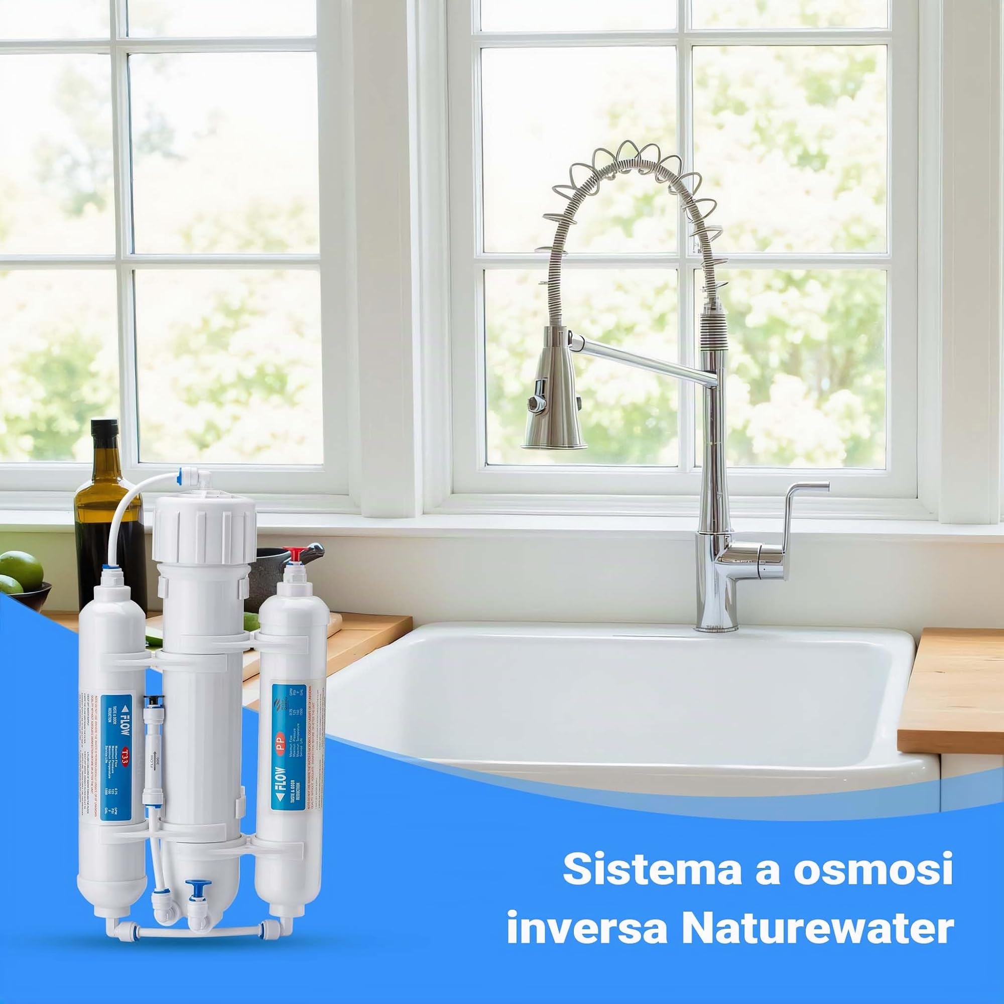 Naturewater Impianto a osmosi inversa a 3 stadi (RO) 190l/giorno 50GPD