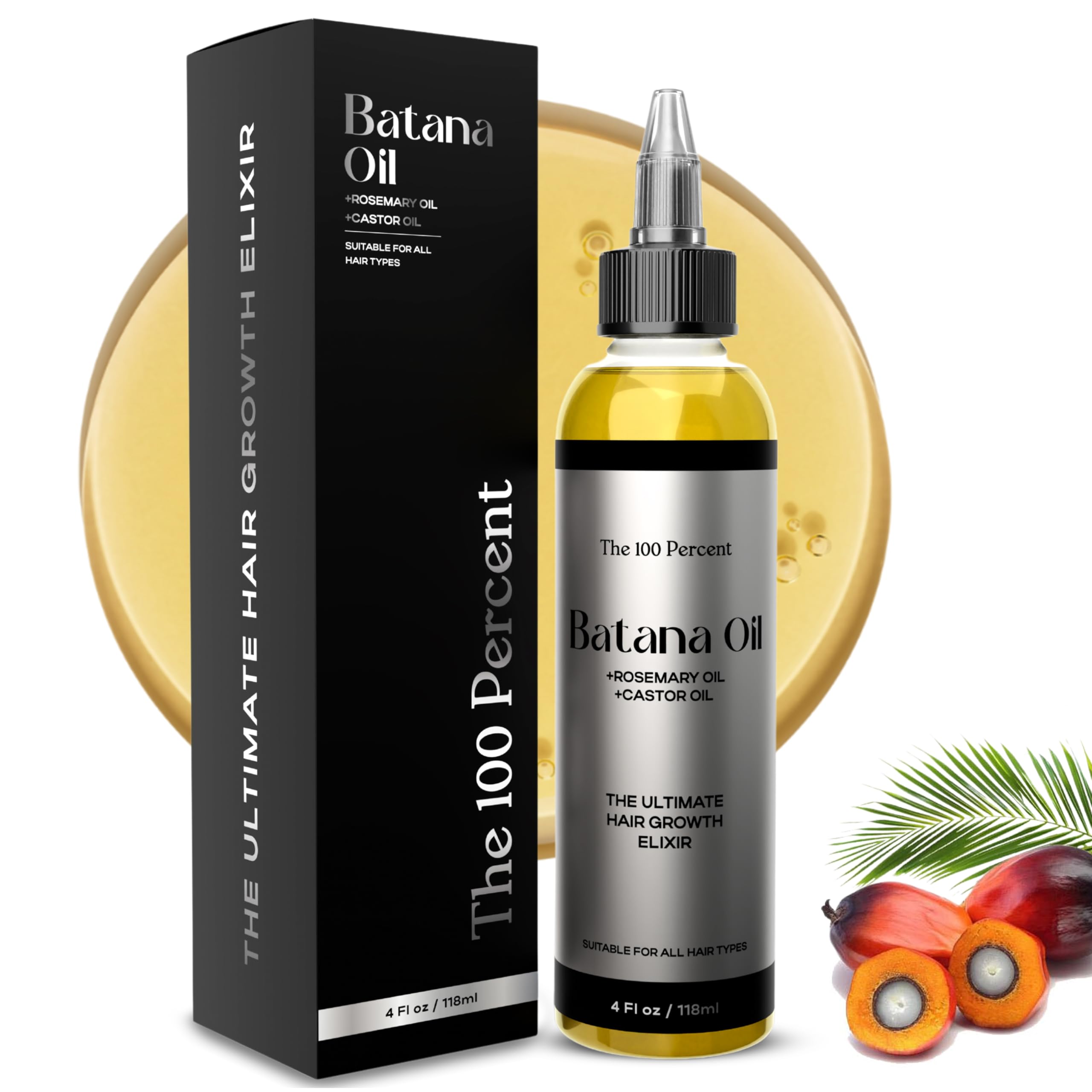 Batana Oil for Hair Growth - 4 Fl Oz - Hair Growth Oil infused with Rosemary Oil, Organic Castor Oil & Jojoba Oil - Hair Oil - Aceite De Batana.
