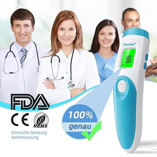 Miniatura 2 de Berrcom Termómetro digital de frente sin contacto 3 en 1, termómetro infrarrojo sin contacto para bebés, adultos, objetos y espacio, medición