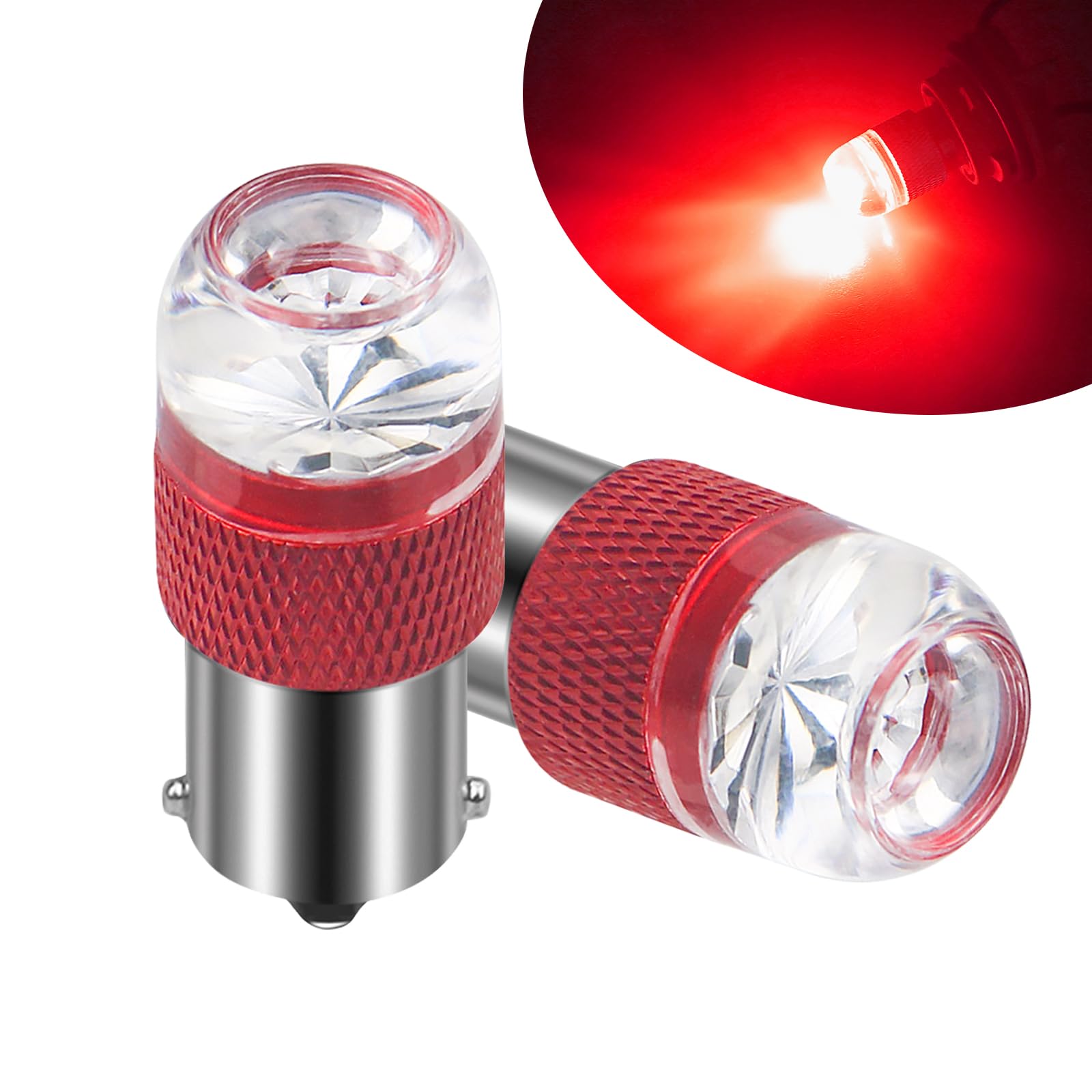 2 PCS 1156 Car LED Brake Light, High-power Lens Flashing to Brightening Constant Current Wide Voltage Turn Signal Lamp, Replacement Accessories, Compatible with Most Car Models (Red)