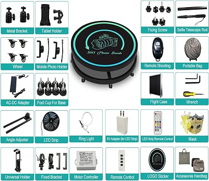 Party 360 Degree Photo Booth Machine with Software Ring Light with Selfie Holder 360 Degree Photo Booth with App Remote Control Auto Slow Motion 360 Degree Camera Booth Christmas Wedding Live Stream