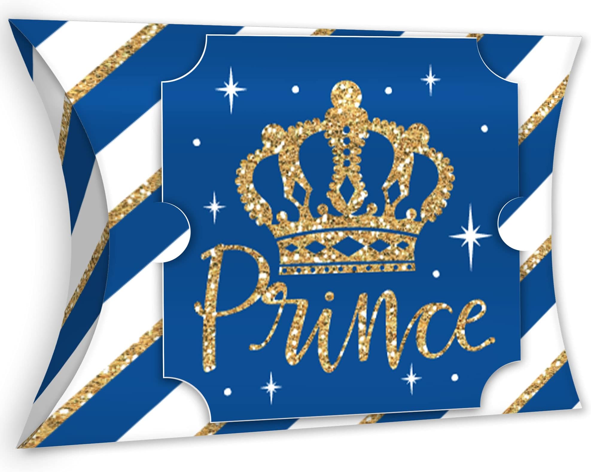 Big Dot of Happiness Royal Prince Charming - Favor Gift Boxes - Baby Shower or Birthday Party Large Pillow Boxes - Set of 12