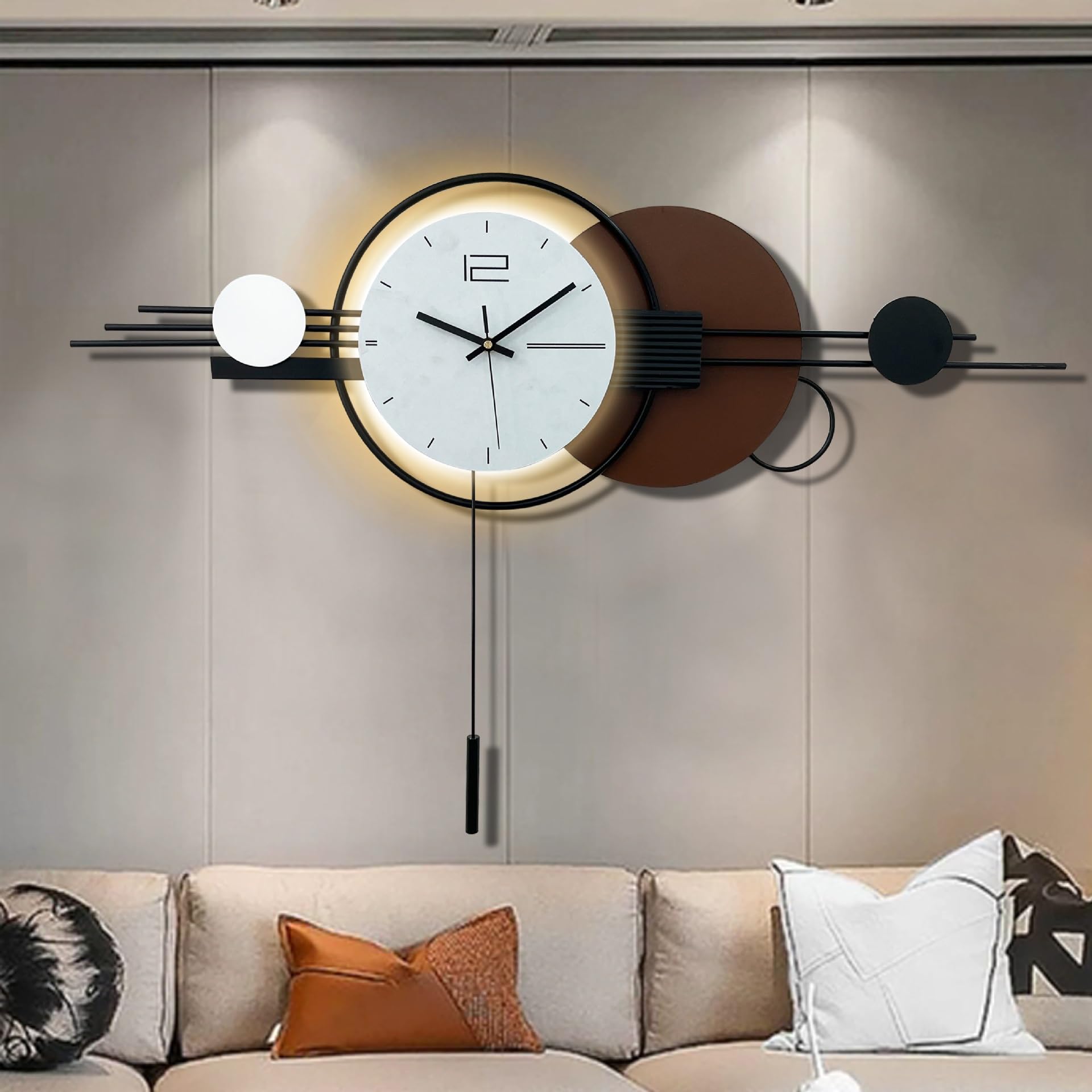 BNKJdtuW modern wall clock, Large Modern Wall Clock Metal Silent Non Ticking Clocks for Living Room, Bedroom Decoration
