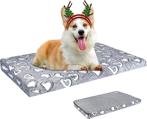 VANKEAN Tapete reversible para jaula de perro, cama elegante con forro impermeable y funda extraíble, lavable, almohadilla de apoyo firme para
