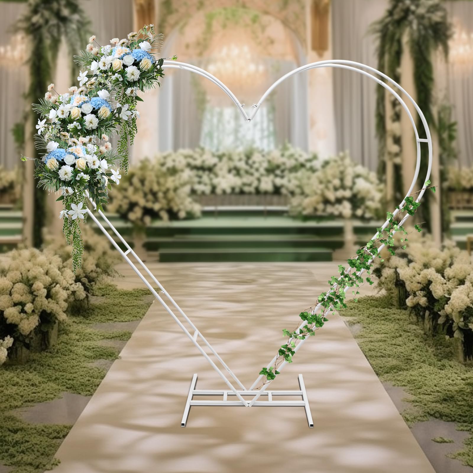 Herz Hochzeitsbogen, 2.05 * 2.05m Herzform Ballonbogen, Loving Heart Balloon Arch, Metall Herzförmiger Hintergrund Ständer Gold Luftballon Girlande Herz Luftballon Ständer für Hochzeit Babyparty