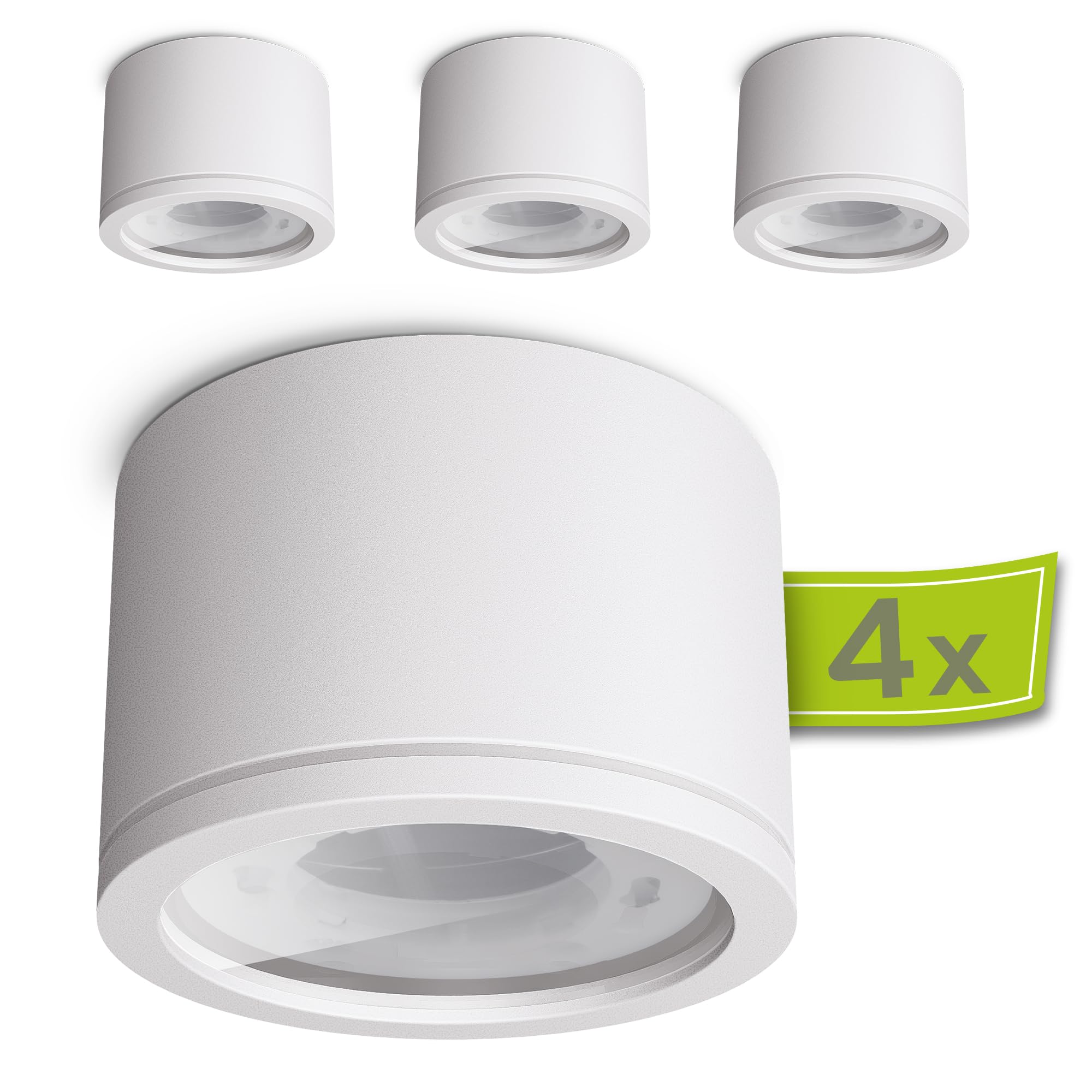 linovum NUHA Aufbauspot weiß Bad IP44 mit Fassung für 1x GX53 - Badezimmer Aufbauleuchte Spot Ø 90 mm Aluminium Deckenstrahler