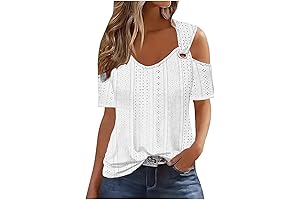 Women's Casual Summer Tops: Eyelet Short Sleeve Blouses for Plus Sizes