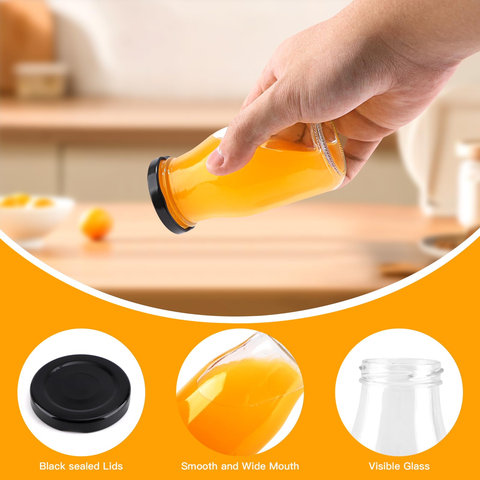 Botellas de licor de vidrio con tapa, reutilizables, 150 ml, botellas pequeñas de vidrio transparente para jugos, zumos de frutas, bebidas caseras, picnic