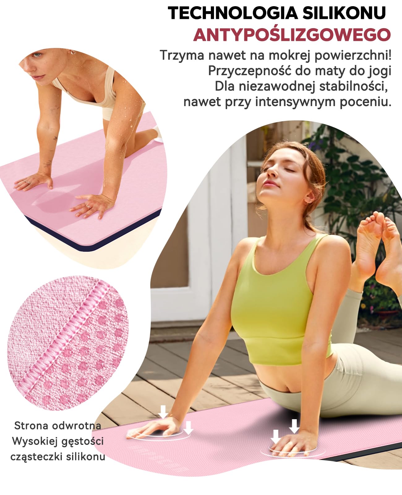 HAPBEAR Antypoślizgowy ręcznik do jogi 183 x 61 cm na matę, chłonny z mikrofibry z silikonowymi wypustkami, szybkoschnący Yoga Towel do Hot Jogi, Pilates, Fitness & Bikram (Różowy-2)