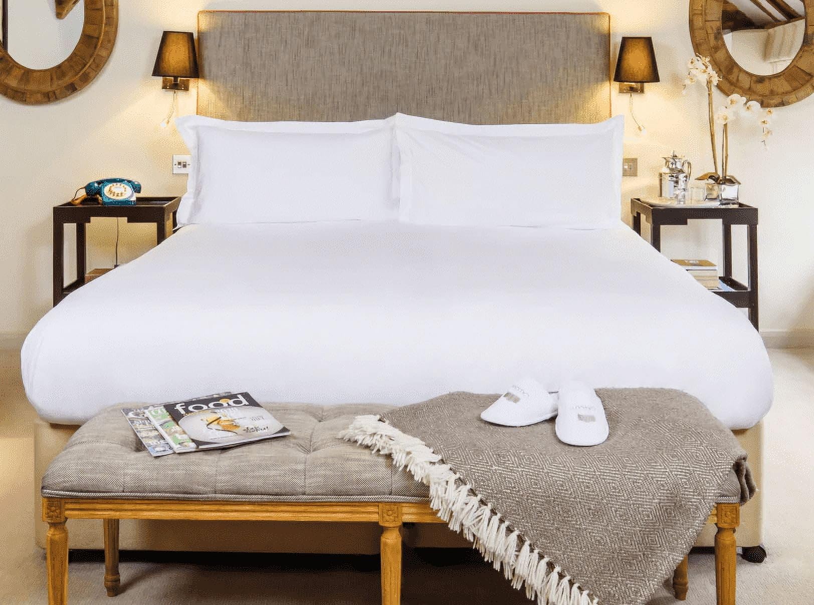 2 Pack Embrace Jacquard Top Sheet White Queen 94 x 92 in - Triple Bed Sheeting - Not A Flat Sheet - Duvet Comforter Protector (2)