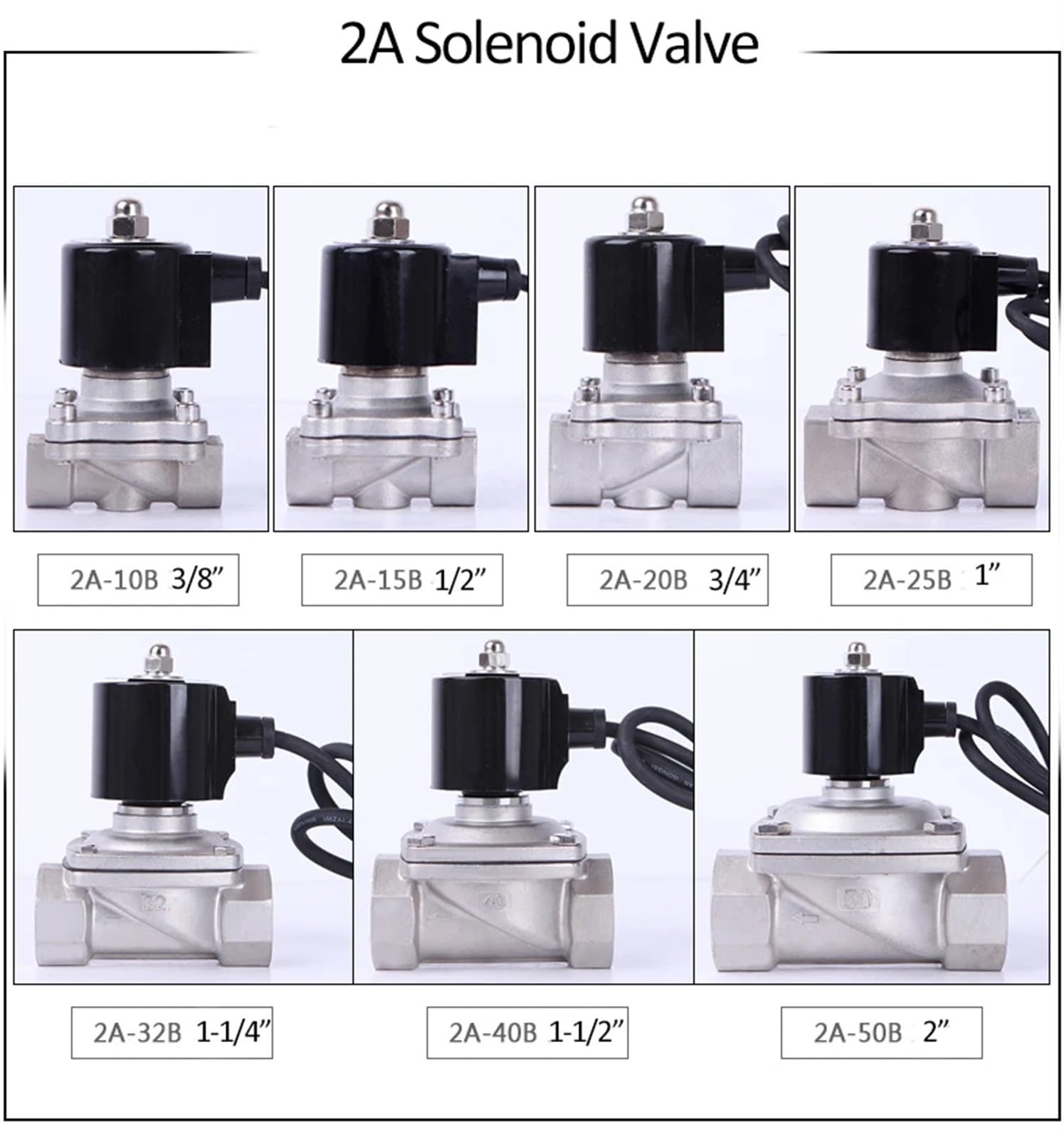 Podwodny zawór elektromagnetyczny ze stali nierdzewnej normalnie zamknięty — 220 V AC, 24 V DC, 12 V DC (BSP, G, NPT)(2A-15B AC220V)