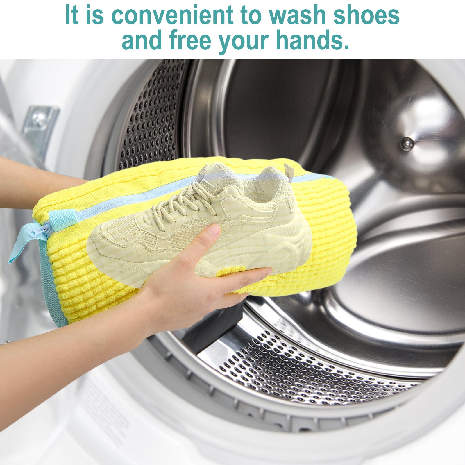 Sacchetti Per Lavare Scarpe In Lavatrice - 2 Pezzi Riutilizzabili, Protettivi Con Fibre Di Pulizia - Foto 4