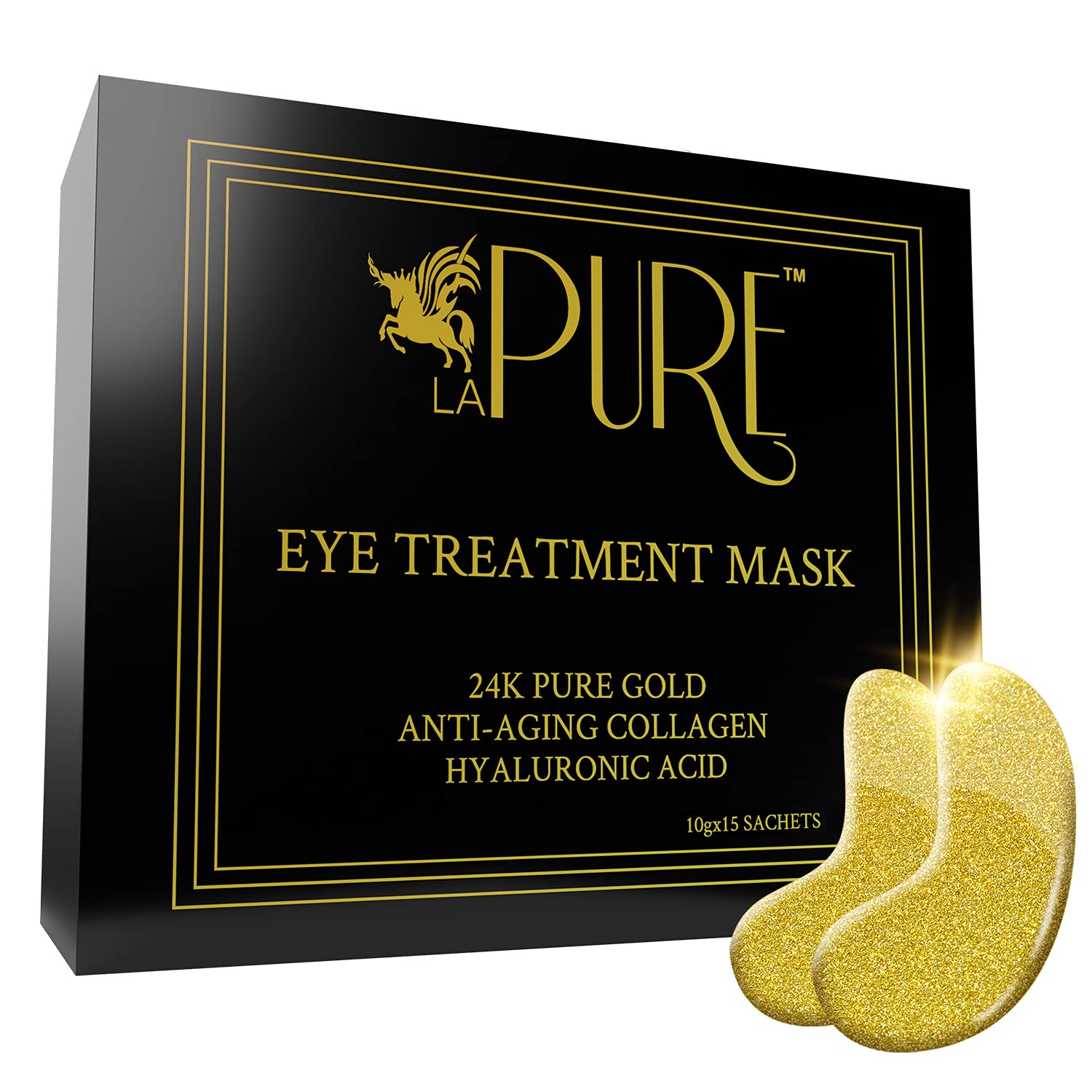 LA PURE 24K Gold Eye Treatment Masks Under Eye Patches, Dark Circles