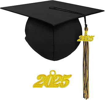 Matte Adult Graduation Cap with 2025 Double Color Tassel Unisex Adjustable Graduation Cap