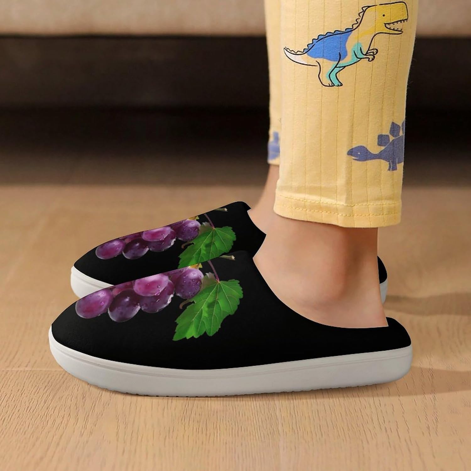 Purple Grape Fruit Cute Cotton Slippers Anti-slip House Shoes Funny Slipper Indoor Outdoor