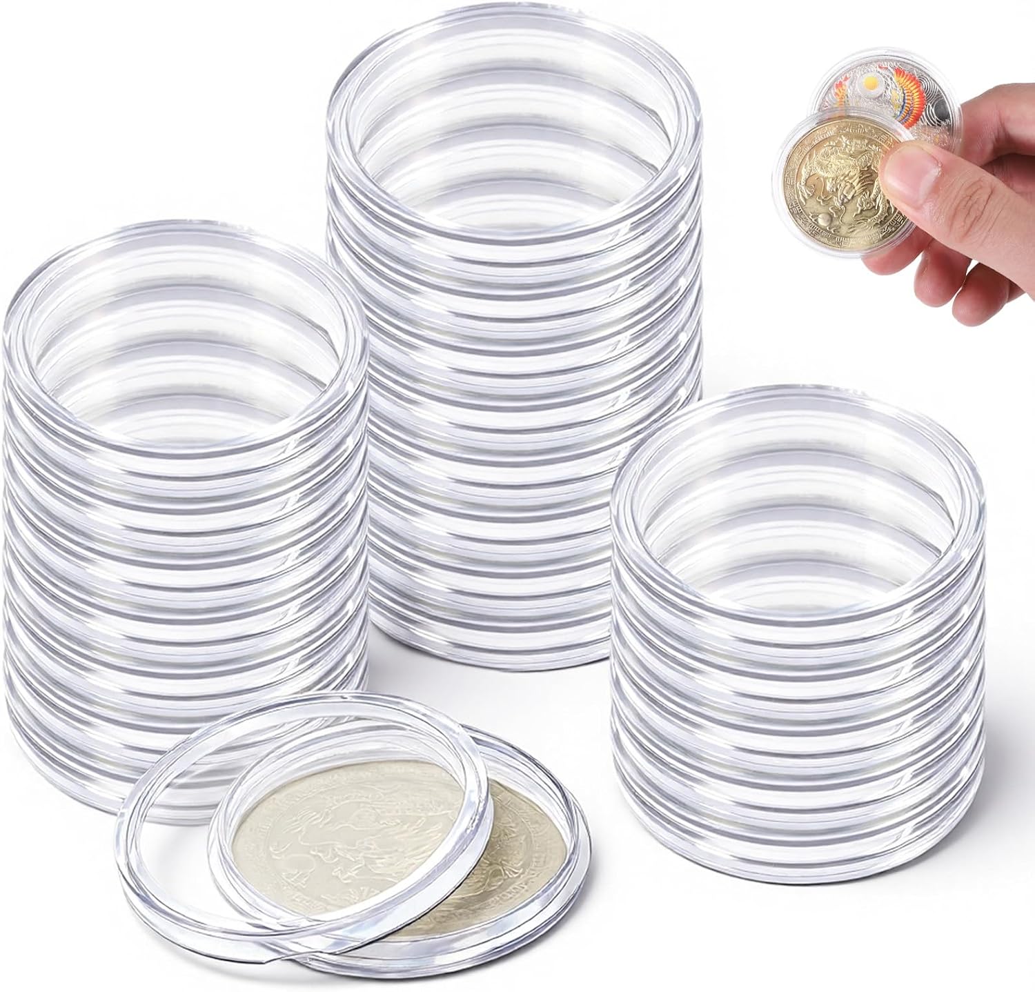 20 cápsulas acrílicas para monedas plata 40.6 mm miniatura 1
