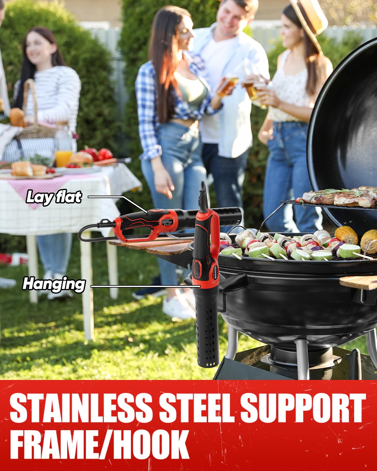 Allume-Charbon électrique 2000 W 700 °C 3 m câble soufflerie air barbecue cheminée bois gants inclus