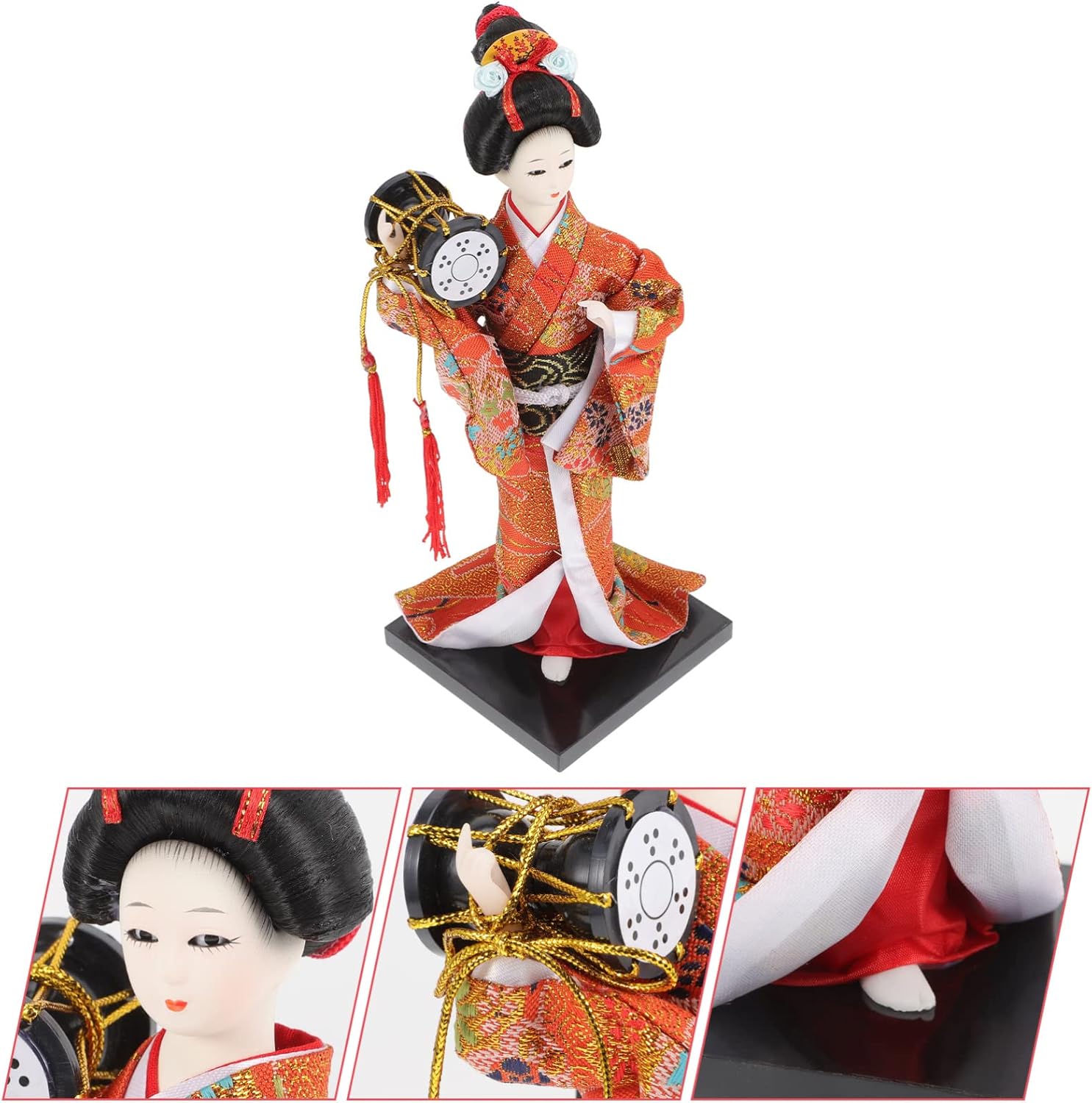 Japanese Geisha Doll Decor Traditional Kimono Figure for Home Office Artistic Desktop Decoration Compact Stable Base for Japanese Style Restaurants Living Rooms