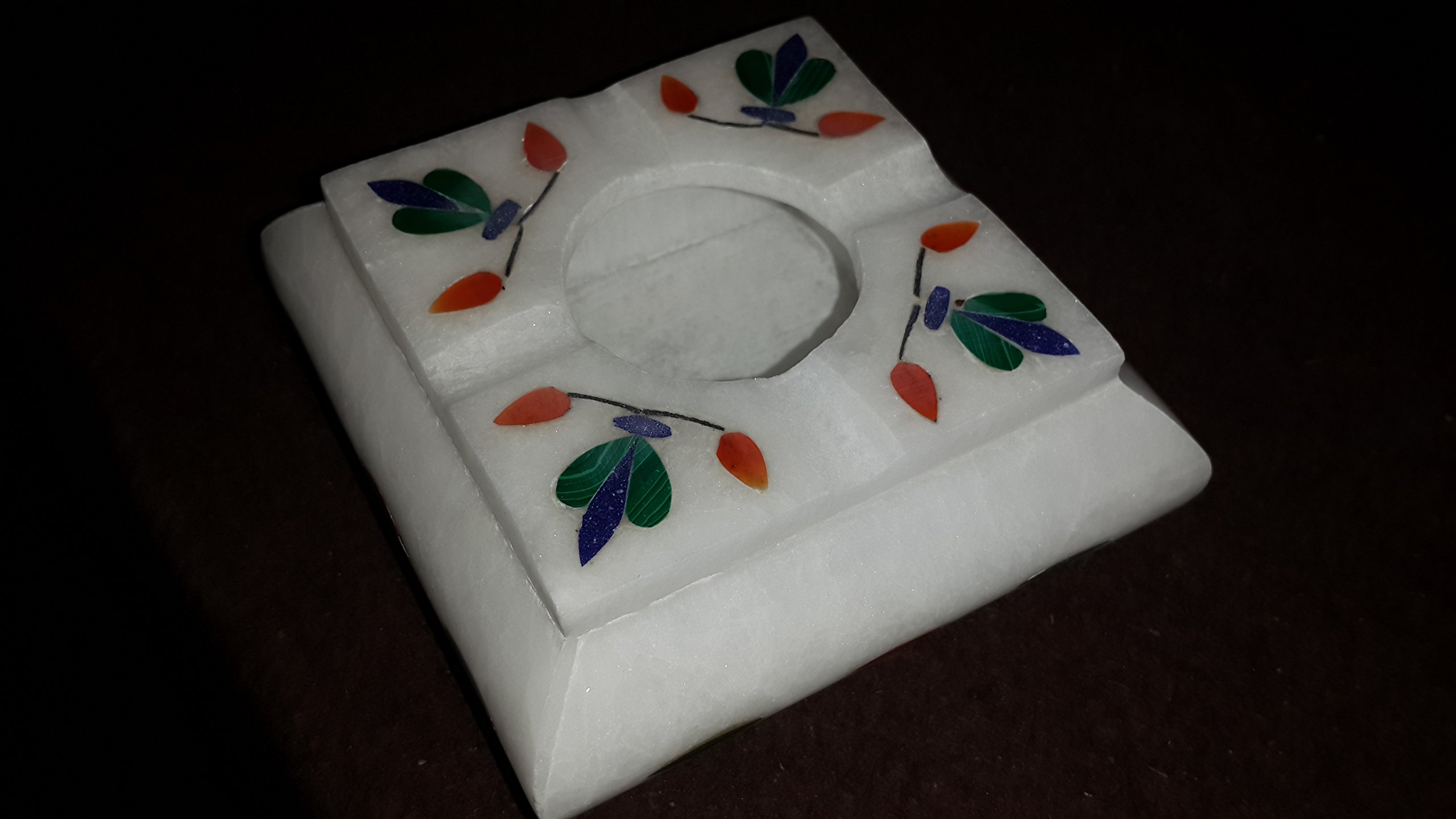 White Marble Flower Painted Ashtray-image-29