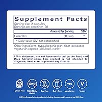 Vista 2 de Pure Encapsulations Quercitina - 500 mg - Apoyo inmunológico, salud celular y salud del corazón - Suplemento antioxidante - Sin gluten y sin OGM