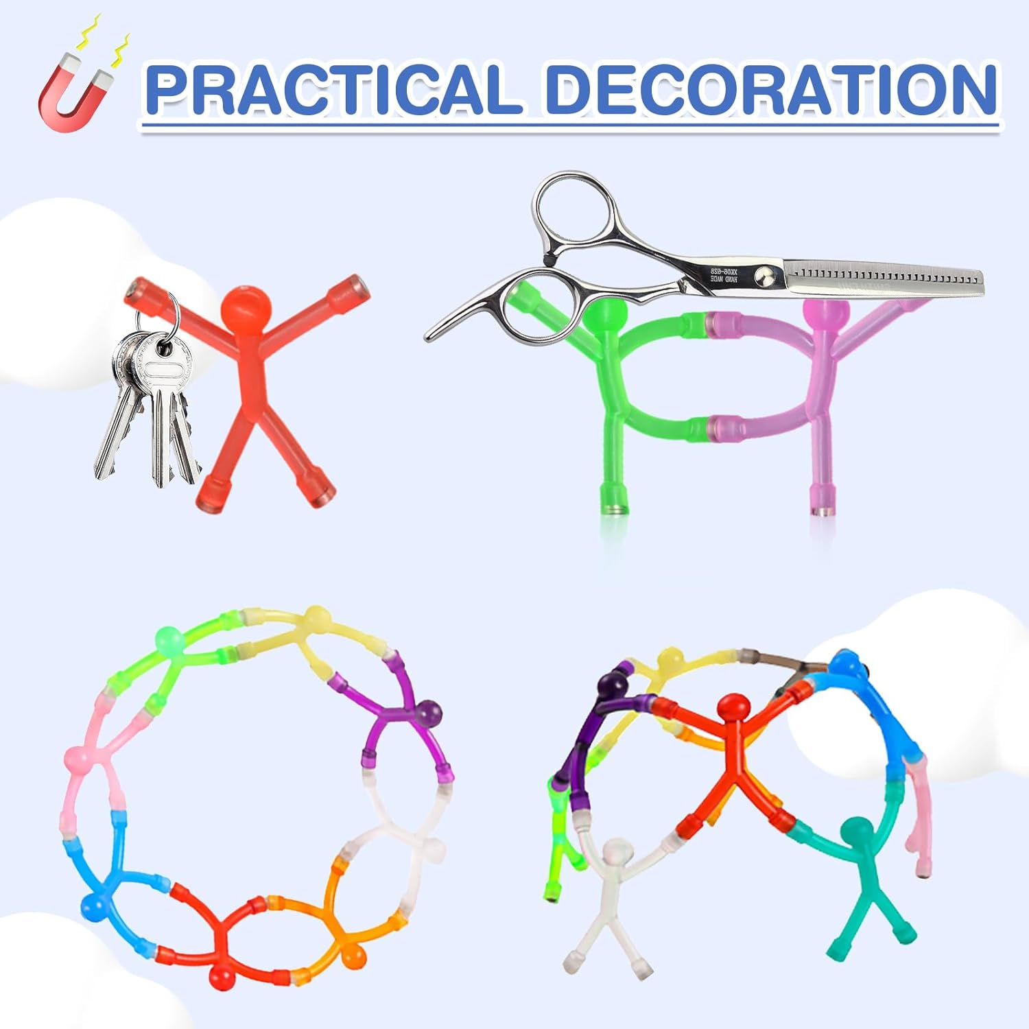 40 Pcs Magnet Men Fridge Magnets Colorful Magnetic Men Fidget Toys Humanoid Magnetic Toys Refrigerator Magnet Set Cute Rubber Magnets Men for Refrigerator Door Office Fun Decoration