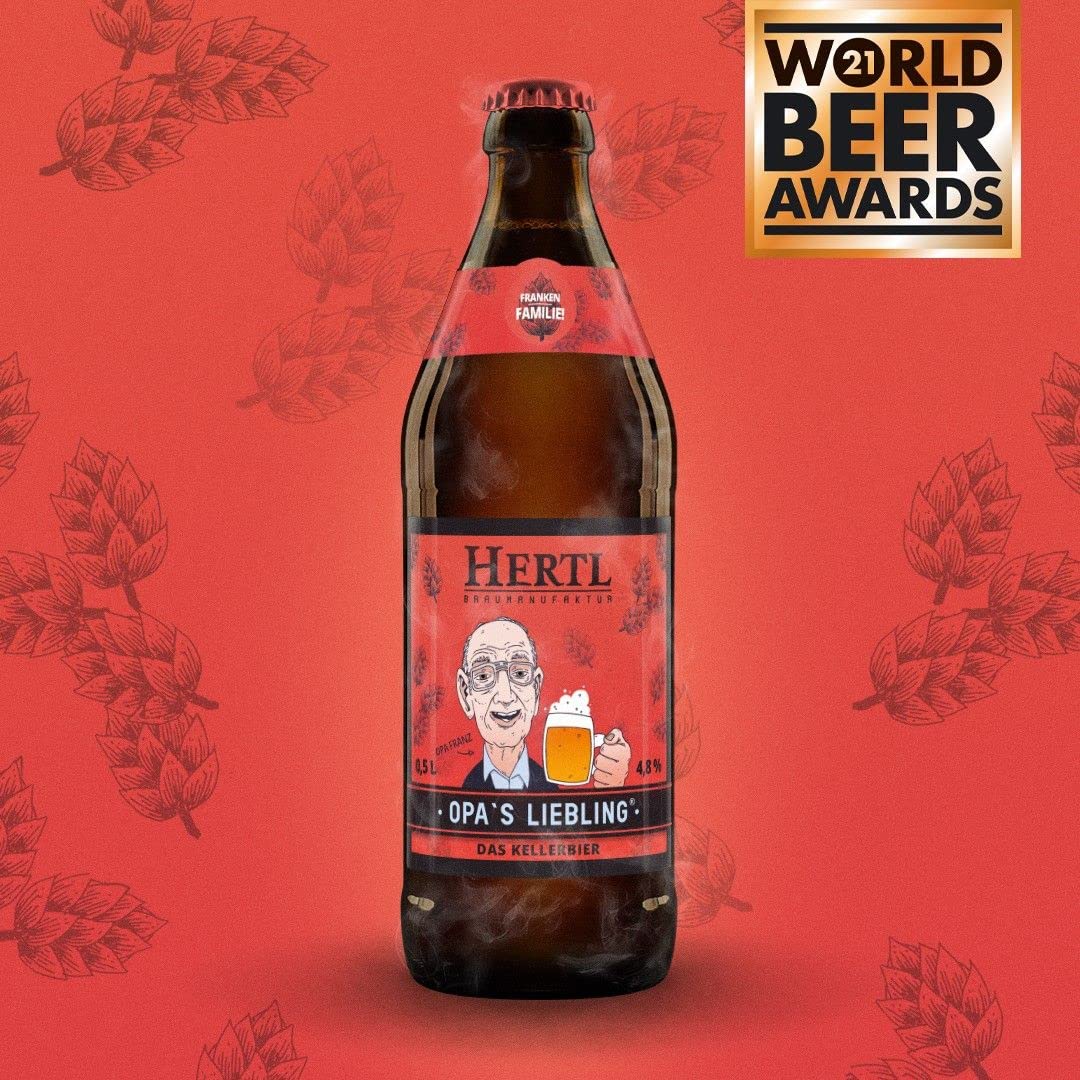 Hertl Opa's Liebling Kellerbier - Fränkisches Kellerbier aus der Braumanufaktur Hertl | Bernsteinfarben | Mild, Malzig | 0,5L 4.8% vol