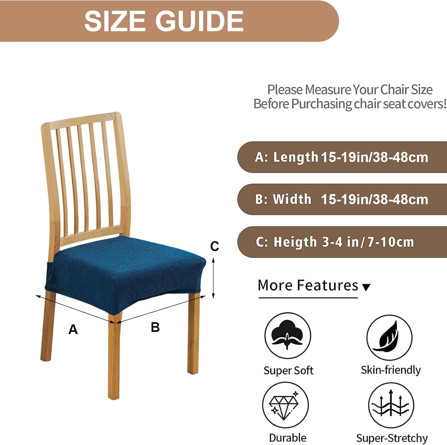 Eco-Ancheng Dining Chair Seat Covers Stretch Chair Seat Slipcover Set of 4 Dining Chair Cover Upholstered Chair Seat Cushion Slipcovers Jacquard Chair Protector for Dining Room Chairs(Rear-Covered,10)