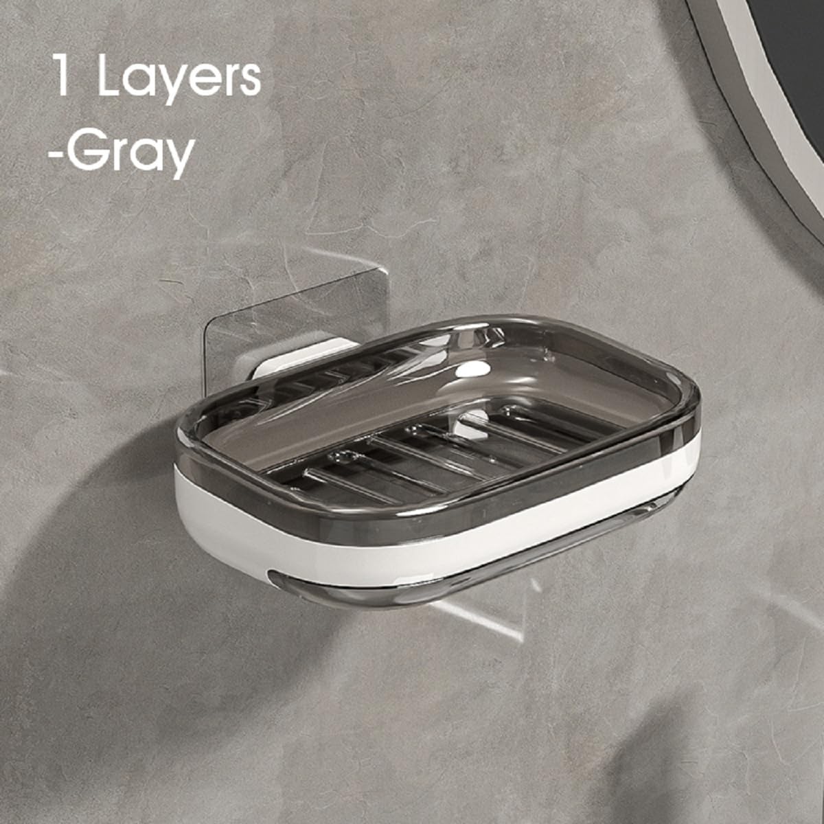 TYZAG Acrylonitrile Butadiene Styrene Abs Soap Holder for Bathroom, Soap Dish Holder, Soap Stand for Bathroom, Wall Mounted Stickable Self Adhesive Soap Case for Bathroom (Single Dish, White & Grey) 3